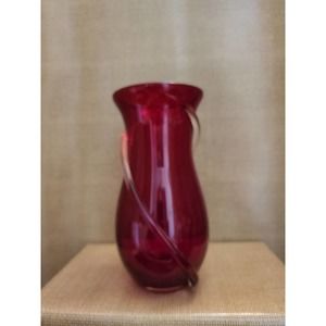 Vintage TELEFLORA Ruby Red Glass Vase 9 1/2" Tall pre-owned